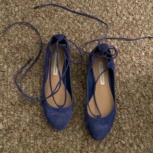 Diane Von Furstenberg DVF Blue Suede Shoes Size 36 6M